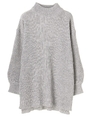 ・ワイドリブハイネックチュニック/杢グレー
