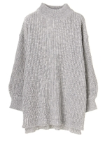 ・ワイドリブハイネックチュニック/杢グレー