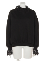 【Shelly island】レース衿プルオーバー/ブラック