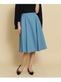 【S・Lサイズあり】麻調ツイルフレアスカート/ライトブルー(091)