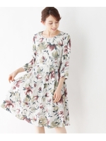 【WEB限定】オーガンフラワーワンピース/グレー(112)