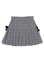 サイドリボンプリーツスカート/ブルー