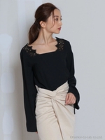 ショルダーレースドロストブラウス/ハイショク