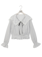 セーラーカラーレースブラウス/ホワイトドット