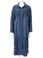 デニムロングシャツワンピース/サックス