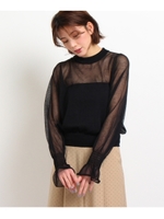 パフスリーブシースルーニット/オフホワイト(003)