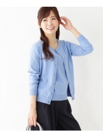 ビジューボタンレーヨン混ニットカーディガン/ホワイト系(002)