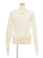 フリルチェリーカーディガン/ホワイト