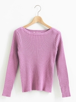 ボートネックワイドリブニット/ラベンダー