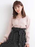 ラメフリルVカーディガン/アイボリー