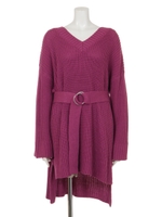 ワイドVニットチュニック/PNK