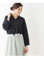 水玉 ボウタイブラウス/ネイビー(193)