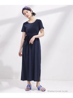 AntiSoakedベルト付マキシワンピ/ネイビー