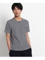 GUY ROVER ボーダーパイルTシャツ/ライトブルー(591)