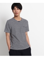 GUY ROVER ボーダーパイルTシャツ/ライトブルー(591)