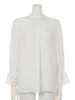 【ドラマ着用】袖口ボリュームブラウス(追加生産：ホワイト)/ホワイト