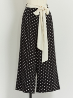 【防しわ加工】スカーフベルト付ワイドパンツ/ミックス1