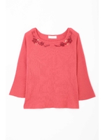 ◆大きいサイズ◆ビーズ刺繍ニット/レッド(100)