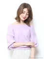 オフショル裏毛プルオーバー/ラベンダー