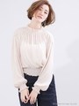 シャーリングシアーブラウス/ライトベージュ