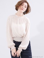 シャーリングシアーブラウス/ライトベージュ