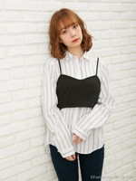 シャツ+ビスチェ/SET/クロ/ストライプ