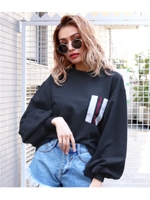 【ANAP】ストライプポケットボリュームスリーブトレーナー/ネイビー(018)