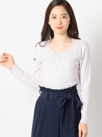 パール装飾レースロンT/ラベンダー