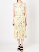 フラワーランダムプリーツワンピース/YLW