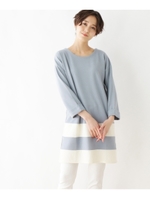 ブロッキングラインチュニックワンピース/ライトブルー(591)