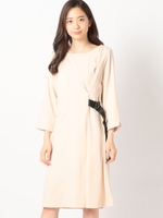 ベルト使いサックワンピース/ベージュ