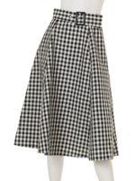 【ドラマ着用】ベルト付きフレアスカート/チェック/ギンガ