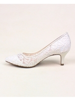 ポインテッドドットチュール＆チュールレースパンプス/ホワイト