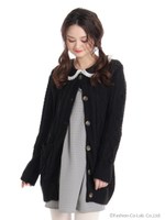 ポップコーンロングニットカーディガン/ブラック