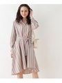 マルチストライプ・シャツワンピース/ライトパープル(381)