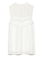 レーススイッチングノースリブラウス/WHT