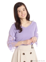 袖レースニット/ラベンダー