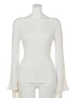 フレアスリーブニット/WHITE