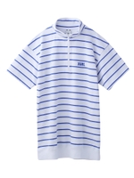 STRIPED PIQUE HALF ZIP S/S DRESS/ホワイト