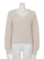 【プルオーバー】フェザーラメＶプルオーバー/ベージュ