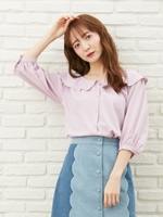 フリル衿ブラウス/オフホワイト