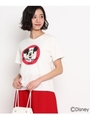 ロゴ刺しゅうプリントTシャツ(ミッキーマウス)/グリーン(022)