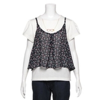 フェイクアクセデザインＴシャツ×タック入りキャミソール