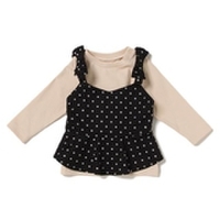 【31%OFF】肩リボンつきぺプラムビスチェ×リブTシャツセット