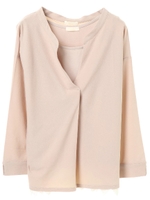 ・SET2点 スキッパーシャツ+レースタンクトップ/ライトベージュ