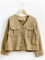 バックペプラムミリタリージャケット/ベージュ