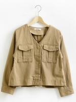 バックペプラムミリタリージャケット/ベージュ