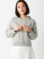 ビジュー付き裏毛パーカー/ライトグレー