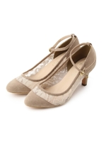 レース切り替えパンプス/ライトベージュ(051)