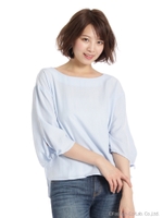 袖リボンスキッパーシャツ/サックス